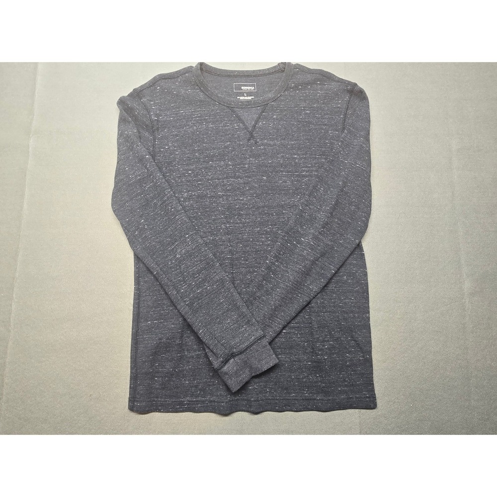 Sonoma Goods For Life Mens Heathered Charcoal Gray Waffle Knit Thermal Shirt L